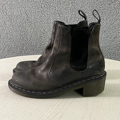Dr Martens Boots Women 8 Brown Cadence Distressed Leather Heeled Chelsea Pull On