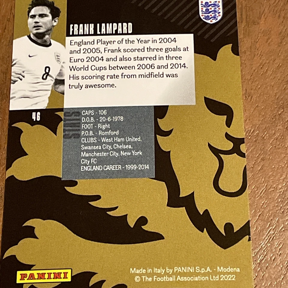 Frank Lampard England Legend /199 Laser Foil Panini England 2022 - Image 3 of 4
