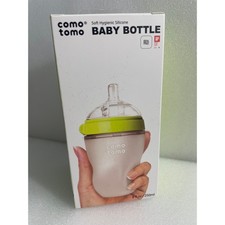 Comotomo 8oz Green Silicone Baby Bottle Medium Flow 3m BPA Free Wide Neck
