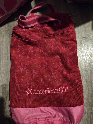 American Girl Red Pink Star Pattern Cloth Doll Carry Bag Tote for Dolls