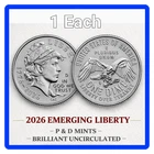 2026 Semi quincentennial P&D Emerging Liberty Dime in hand