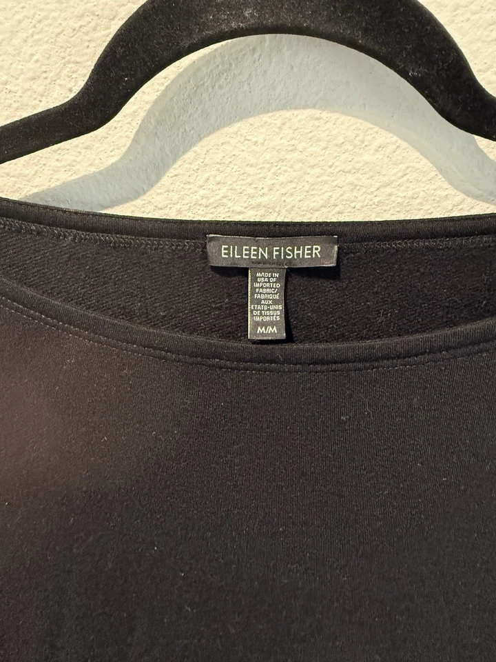 Vestido Eileen Fisher Negro Medio Elastizado Tencel Vellón, Cambio Suave/Flegante, Bolsillo Foto 3 de 4