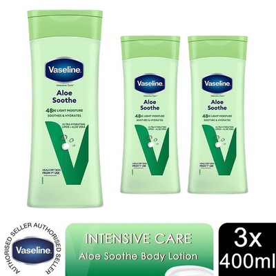 Vaseline Intensive Care Body Lotion Aloe beruhigt 48H leichte Feuchtigkeit 400ml, 3 Stück