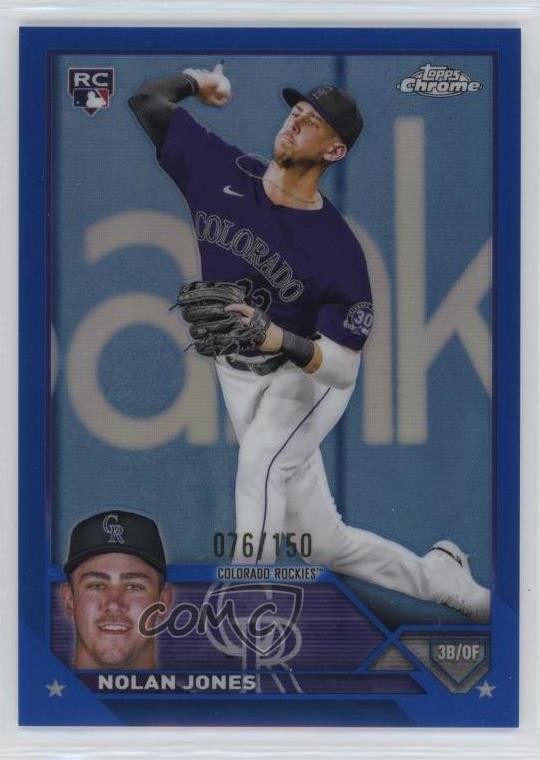 2023 Topps Chrome Blue Refractor 76/150 Nolan Jones #43 13c1