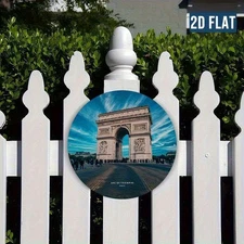 2D Flat, Vintage Paris Arc de Triomphe Metal Wall Art - Large Round Aluminum Dec