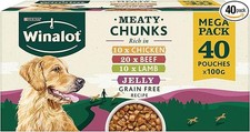 WINALOT Meaty Chunks Mixed in Jelly Wet Dog Food Pouches 40x100g 3.97 per kilo