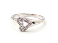 MULA European Heart Love Finger Ring Pink CZ Women Jewelry 925 Sterling Silver 9