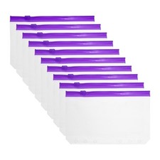 10Pcs A6 Binder Pockets, Plastic Sheet Protectors 6 Holes, Purple