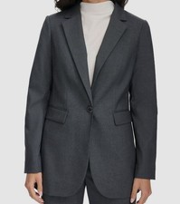 Calvin Klein Women's Gray Pinstripe One-Button Blazer Jacket Coat Size 2