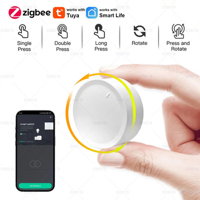 New Tuya Zigbee Smart Knob Switch DIY Wireless Scene Button Rotatable Dimmer Swi