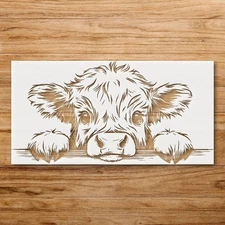 Highland Cow Portrait Wall Art Stencil for Rustic Home Decor - StencilAir