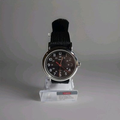 Timex T2N647, Men's Weekender Black Fabric Watch, Indiglo, 38MM Case, NEW