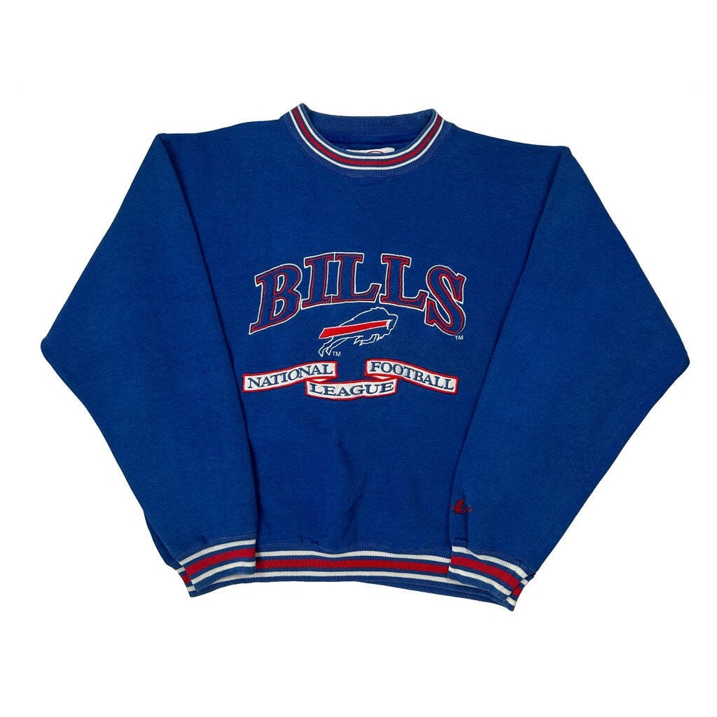 Buffalo Bills Logo Athletics Football Sweatshirt - Large Blue Cotton Blend