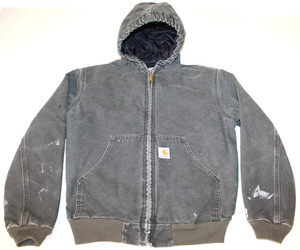 Boys Size 10-12 - CARHARTT NYLON LINED INSULATED COTTON CANVAS JACKET HOOD