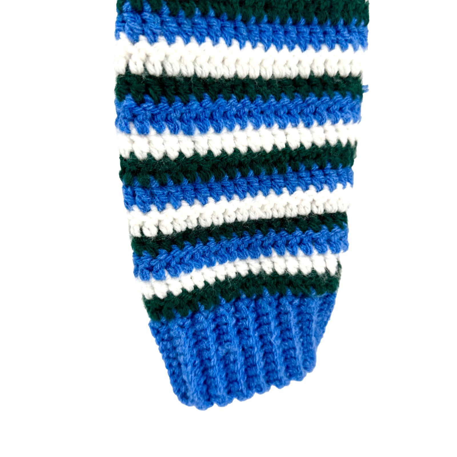 Vintage 90s Hand Knit Blue Green Striped Crochet Knit… - Gem