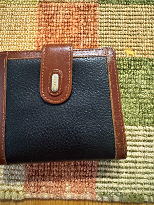Bally Women s Bifold Wallet Black/Brown Logo Coin Purse ID Window Card