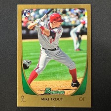 Mike Trout Gold RC Rookie Card 2011 101 Topps Bowman Los Angeles Angels