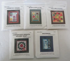 Little Bits Lot of 5 Cindi Edgerton Fallen Leaves Snowman Haunted House Apple Pi