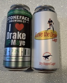2 NFL I LOVE THE DRAKE MAYE CRAFT BEER CAN NEW ENGLAND PATRIOTS FOOTBALL SPORTS