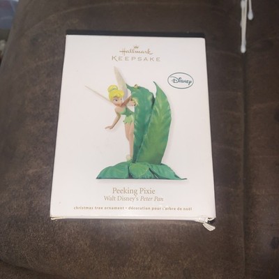 Tinker Bell Hallmark Christmas Ornament Peeking Pixie Disney PETER PAN w Box