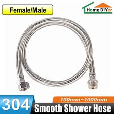 Smooth Shower Hose 10cm~100cm Stainless Steel Flexible Replacement Bathroom Pipe