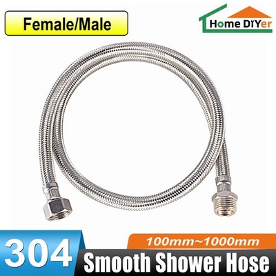 Smooth Shower Hose 10cm~100cm Stainless Steel Flexible Replacement Bathroom Pipe