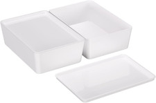 White Storage Containers with Lids: 2 Pack Sm...