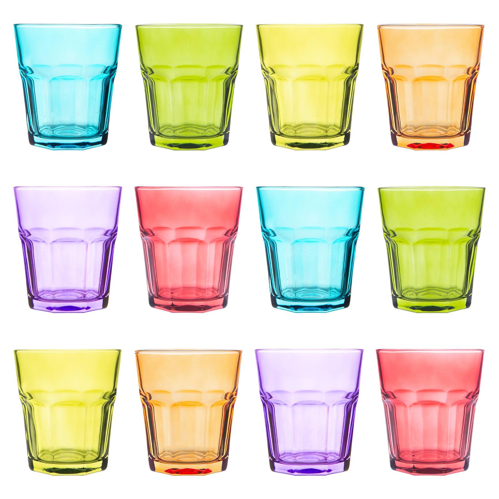 Coloured Water Glasses - 305ml - 6 Colours - Pack of 12