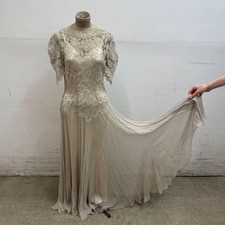 Antique Vintage 30s Livingston Bros. Lace  Silk Chiffon Dress Gown