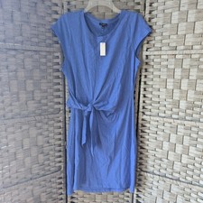 Talbots T-Shirt Dress Purple Blue Side Tie Knot Cotton Slub LP Casual Coastal