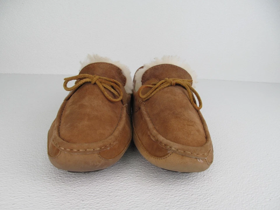 UGG Australia Byron Men's Moccasin Slippers Chestnut Leather Sheepskin size 12 - Image 2 of 4