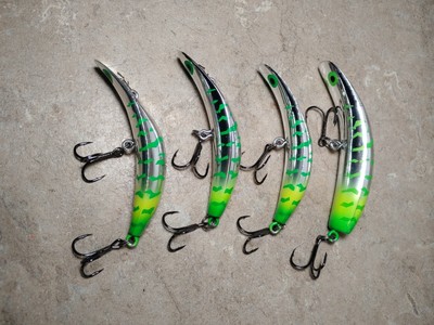 2 K15-1 K15x-1 K16, KWIKFISH Luhr-Jensen Vintage Fishing Lure Grinch Green 4 Lot