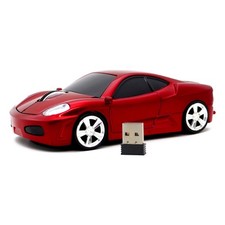Red Wireless Sports Car Mouse with Headlight 1600DPI 2.4GHz USB Receiver