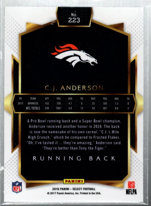 A6743- 2016 Select Prizm Tri Color #223 C.J. Anderson - NM-MT - Image 2 of 2