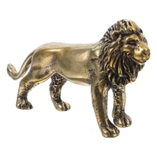 Elegant Brass Lion Statue - Compact Artistic Desktop Decor for Office & Home ...
