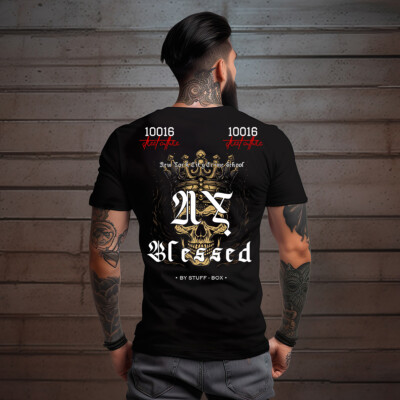Neu! Stuff-Box Blessed Shirt in Schwarz für Männer - Mega Look Streetwear