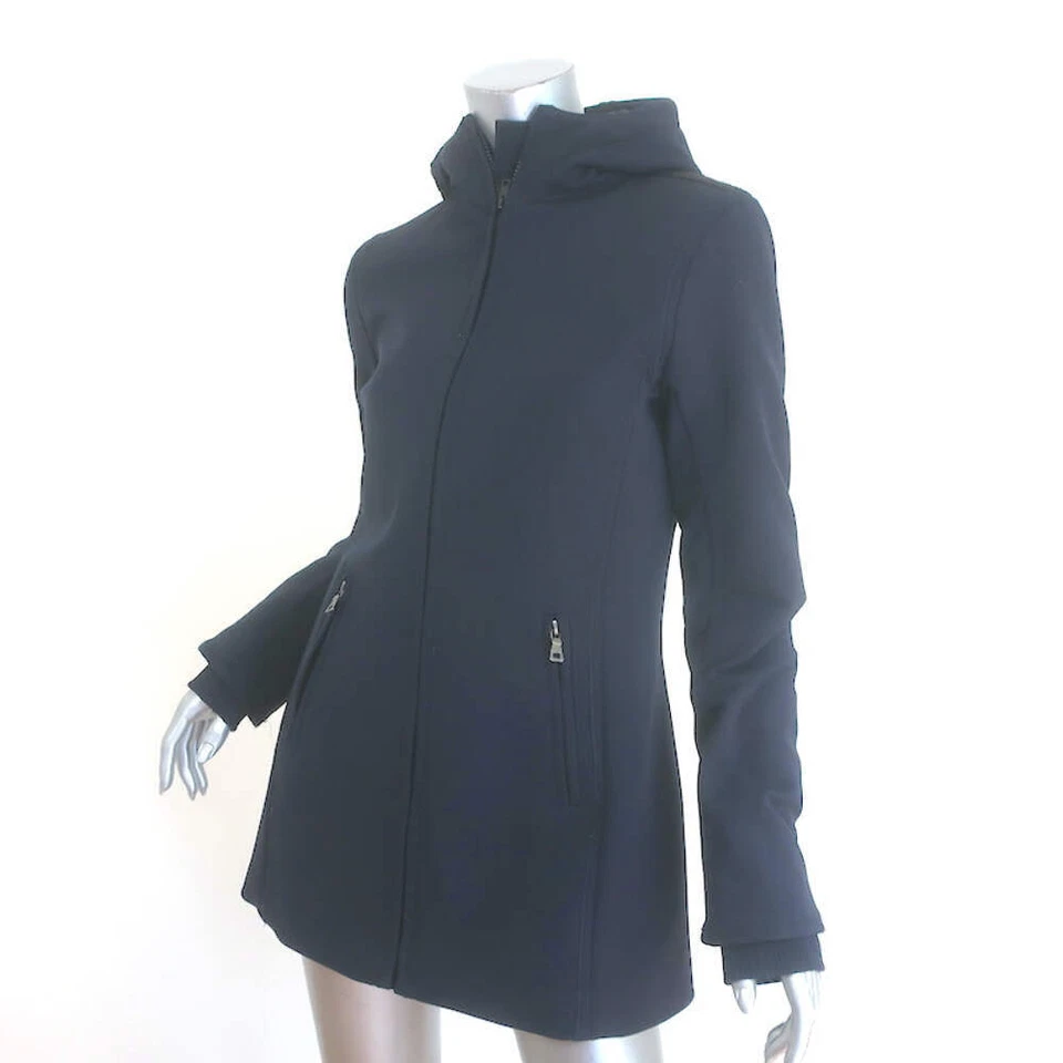 Abrigo acolchado con capucha Prada Linea Rossa azul marino oscuro talla 40 chaqueta con cremallera Foto 4 de 4