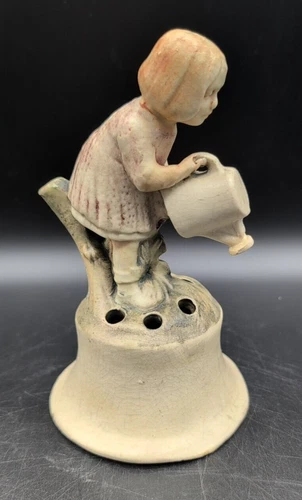 WELLER Pottery MUSKOTA Flower Frog, Girl With A Watering Can EXC *Please Read*