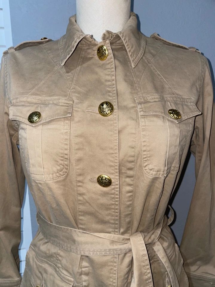 Trench corta George vintage años 90 Y2K para mujer talla 6 botones dorados Preppy Academia Foto 4 de 4