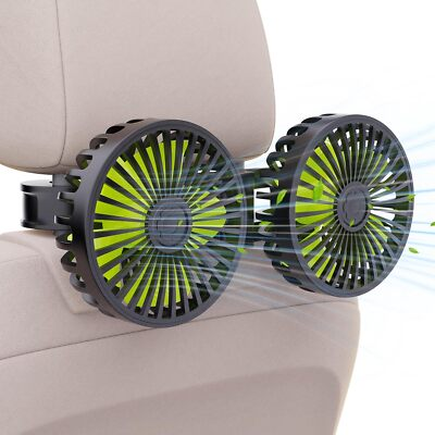 #ad USB Car Cooling Fans for Backseat Dual Head Car Fan 3 Speeds 360° Rotatable $20.99