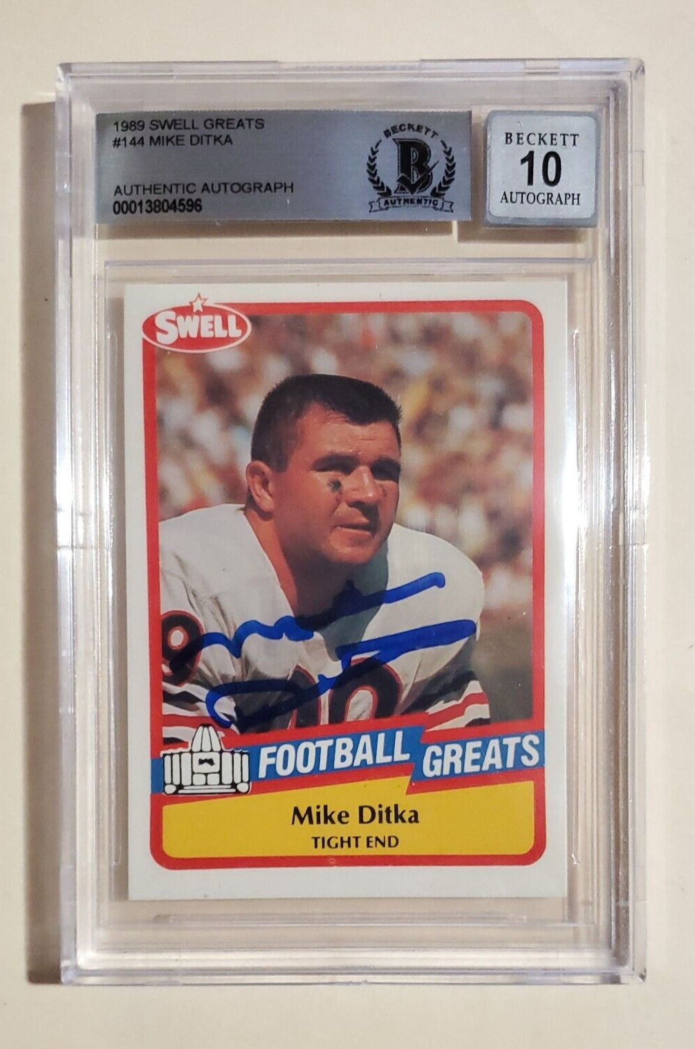 Mike Ditka Autographed Signed Chicago Bears 1989 SWELL GREATS #144 AUTHENTIC BGS 10 MINT 