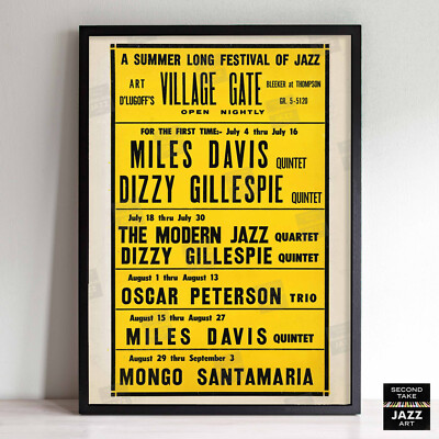 Miles Davis - Dizzy Gillespie - Mongo Santamaria poster - Village Gate - 1963