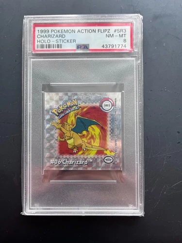 CHARIZARD 1999 Pokemon Action Flipz Holo Sticker SR3 PSA 8