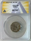 1913 Type 1 Buffalo Nickel, ANACS AU-50