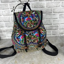 Embroidered Ethnic Boho Floral Beautiful Travering Backpack Vibrant Colors