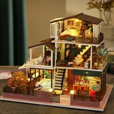 DIY Romantic Toy Model House 3D Wooden Puzzle Dollhouse for Adult Kids Xmas Gift