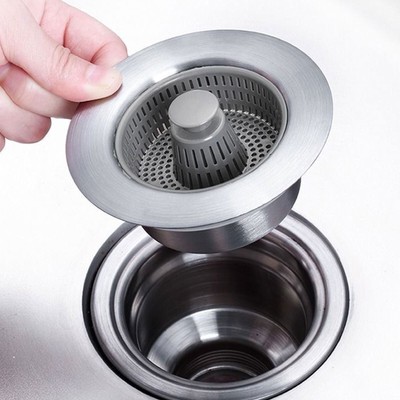 3 in 1 Kitchen Sink Drain Strainer & Stopper Combo Pop Up Sink Stopper *Drain