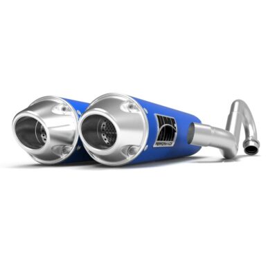 HMF Performance Blue Dual Full System Exhaust Polished Euro RZR S 1000 2016-2021
