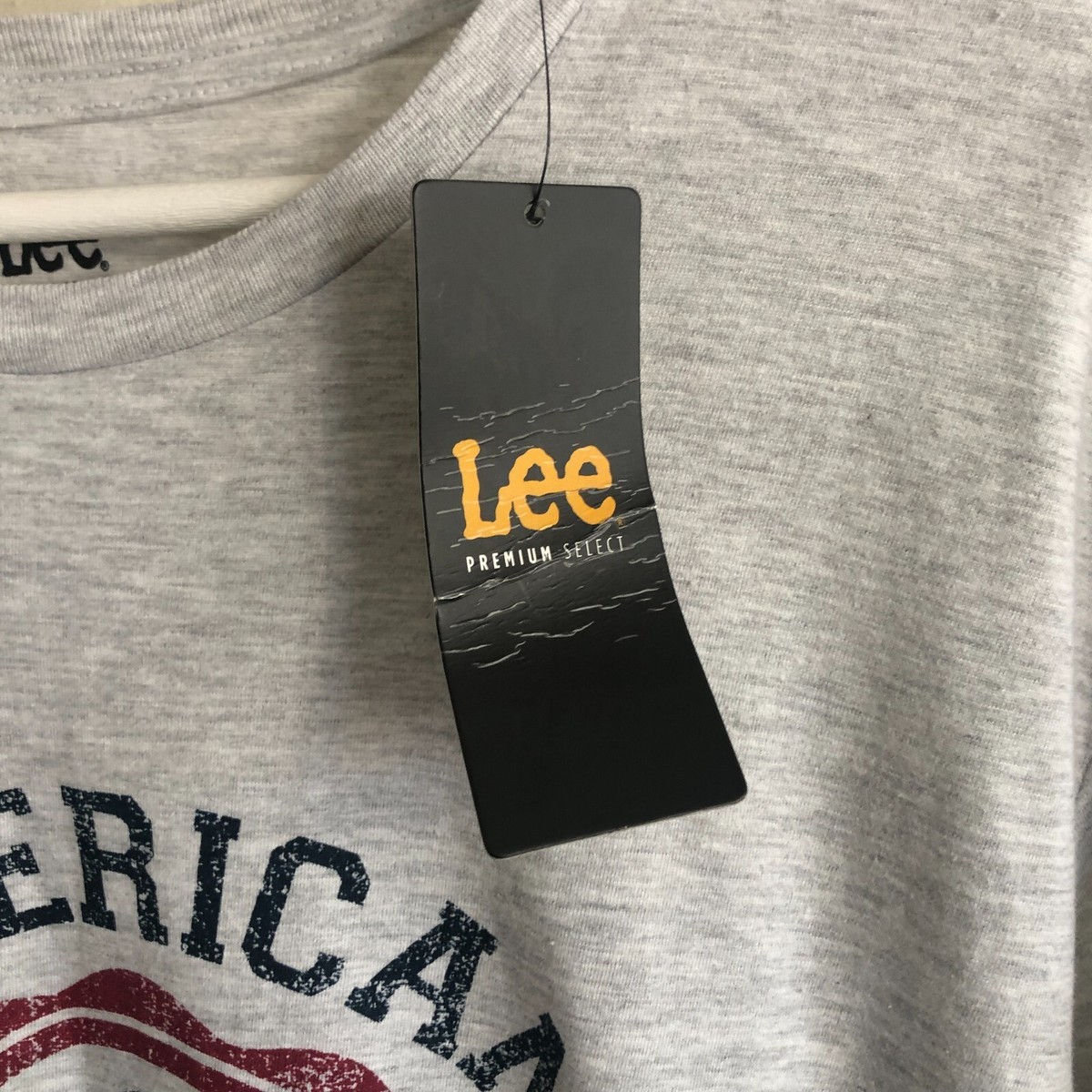 ◆LEE◆ Big Logo Man to Man Oatmeal New LEE Mens Graphic T-Shirt Sz L NWT Premium Select Oatmeal