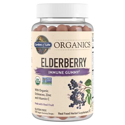 Organic Elderberry Gummies 120 Count Whole Food Vegan Immune Support